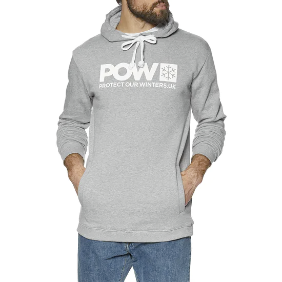 POW UK light grey hood with POW UK logo in white